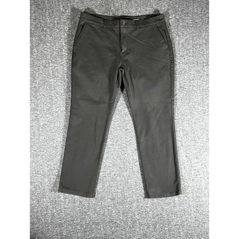 Mugsy Brooks Chino Pants Mens 40x30 Charcoal Gray Stretch Slim Straight K6PNBC